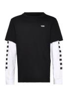 Long Check Twofer Tops T-shirts Long-sleeved T-shirts Black VANS