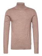 Merino Knit Roll-Neck Tops Knitwear Turtlenecks Beige Lindbergh