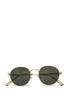 Round Metal Sunglasses Solbriller Gold Mango