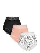 Brief High Emelie Lace 3 P Lingerie Panties High Waisted Panties Pink ...