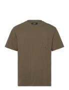 Clean Formal Stretch T-Shirt Tops T-shirts Short-sleeved Khaki Green C...