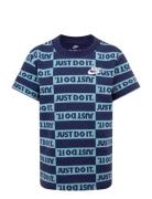 Nike Printed Tee Tops T-shirts Short-sleeved Navy Nike