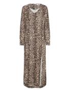 Dress In Leo Print Knelang Kjole Brown Coster Copenhagen