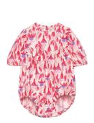 Fuchsia Aop Woven Body Bodies Short-sleeved Red Mini Rodini