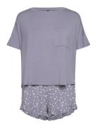 Pj Short Loosefit Flowers Pyjamas Grey Hunkemöller