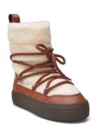 Lace-Up Faux Shearling Snowboot Shoes Wintershoes Brown Tommy Hilfiger