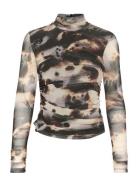 Behkagz P Mesh Top Tops Knitwear Turtleneck Brown Gestuz