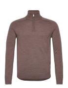 Bs Pelle Regular Fit Knitwear Tops Knitwear Half Zip Jumpers Brown Bru...