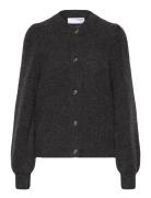 Slflulu Ls Structure Knit Cardigan Tops Knitwear Cardigans Grey Select...