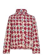 Harlequin Printed Quilted Cropped Jacket Vattert Jakke Red Bobo Choses