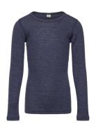 Blouse Ls - Solid Tops T-shirts Long-sleeved T-shirts Navy CeLaVi