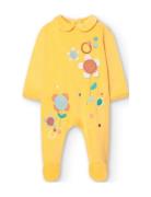 Velour Play Suit For Baby Girl -Bci Langermet Bodysuit Yellow Boboli