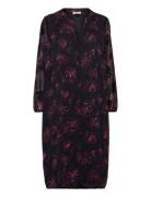 Carmelena L/S V-Neck Midi Dress Aop Knelang Kjole Black ONLY Carmakoma