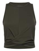 Studio Cross Tank Sport Crop Tops Sleeveless Crop Tops Khaki Green Bjö...