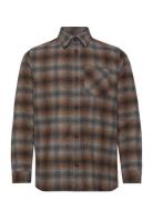 Mmgdavid Wool Check Shirt Tops Shirts Casual Brown Mos Mosh Gallery