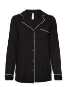 Pyjama Shirt Viscose Piping Topp Black Lindex