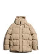 Hooded 5 Baffle Sports Puffer Ullfrakk Frakk Beige Superdry