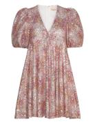 Sequins V-Neck Dress Designers Short Dress Pink By Ti Mo