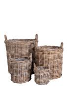 Emma - Baskets, Kubu Rattan, Natural Set Of 4 Home Storage Storage Bas...