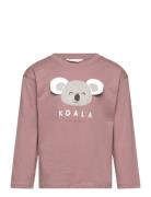 Animal Print T-Shirt Tops T-shirts Long-sleeved T-shirts Pink Mango