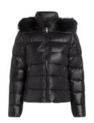 Gloss Down Tyra Jkt With Fur Fôret Jakke Black Tommy Hilfiger