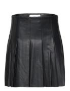 Leather-Effect Pleated Mini-Skirt Dresses & Skirts Skirts Short Skirts...