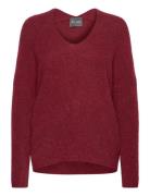 Mmthora V-Neck Knit Tops Knitwear Jumpers Burgundy MOS MOSH