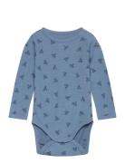 Hmlbambo Body Ls Langermet Bodysuit Blue Hummel