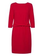 Scuba Crepe Dress Front Twist Knelang Kjole Red Calvin Klein