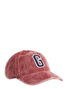 G Badge Washed Cord Cap Accessories Headwear Caps Red GANT