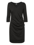 Kaindia V-Neck 3/4 Sl Dress Kort Kjole Black Kaffe