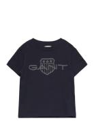 Relaxed Contrast Shield T-Shirt Tops T-shirts Short-sleeved Navy GANT