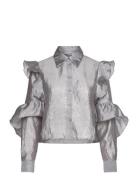 Mslemaja Shirt Tops Shirts Long-sleeved Silver Minus