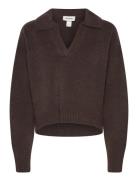 Soft Knit Polo Sweater Tops Knitwear Jumpers Brown Monki