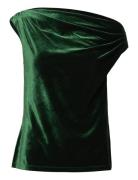 Stretch Velvet Off-The-Shoulder Blouse Tops Blouses Sleeveless Green L...