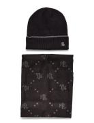 Logo Jacquard Scarf & Beanie Set Accessories Headwear Beanies Black La...