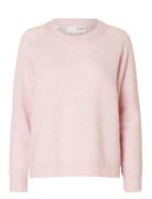 Slflulu Ls Knit O-Neck Noos Tops Knitwear Jumpers Pink Selected Femme