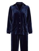 Lrl L/S Notch Collar Long Pant Pj Set Pyjamas Navy Lauren Ralph Lauren...