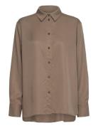 Daily Shirt Dusty Olive Lyocell Tops Shirts Long-sleeved Brown A Part ...