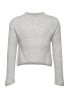 Ribbed Knit Sweater Tops Knitwear Pullovers Grey Mango