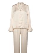 Set Satin Frill Pyjamas Cream Lindex