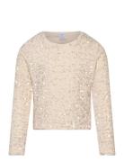 Top Velvet And Sequins Tops T-shirts Long-sleeved T-shirts Cream Linde...