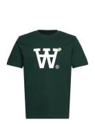 Wwace Big Logo & Badge T-Shirt Tops T-shirts Short-sleeved Green Doubl...