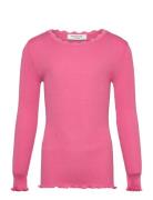 Beatha Silk T-Shirt W/ Lace Tops T-shirts Long-sleeved T-shirts Pink R...