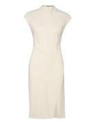 Heavy Crepe Ss Bodycon Dress Knelang Kjole Cream Calvin Klein