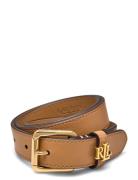 Logo-Keeper Leather Skinny Belt Belte Beige Lauren Ralph Lauren