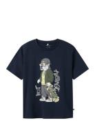 Nkmteaske Ss Top Box Tops T-shirts Short-sleeved Navy Name It