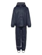 Pu Rain Set W. Fleece/Susp. 104 Rec Outerwear Rainwear Rainwear Sets N...