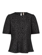 Sc-Nilda Tops Blouses Short-sleeved Black Soyaconcept