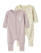 Nbfnightsuit 2P Zip Ff Sand Rabbit Noos Pyjamas Sie Jumpsuit Pink Name...